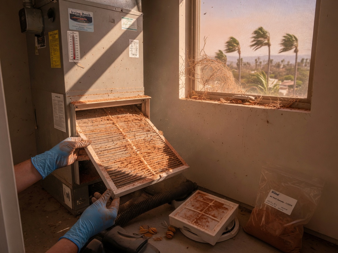 How Santa Ana Winds Increase Dust in Irvine Air Ducts