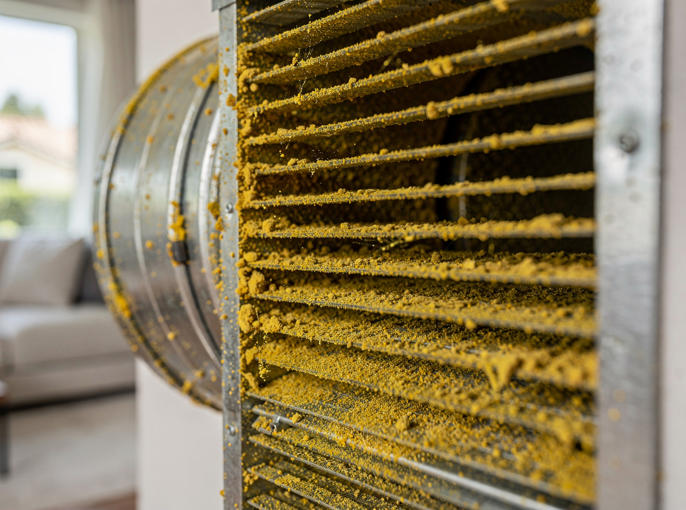 Signs of Pollen Buildup in Irvine Air Ducts During Spring